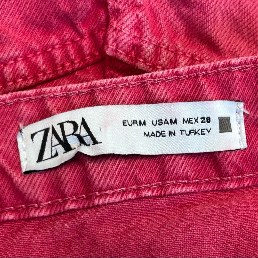 Zara pink denim Jean strapless mini dress Barbie Sz M - Picture 13 of 17